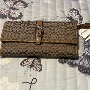 Coach Brown Monogram Buckle Wallet